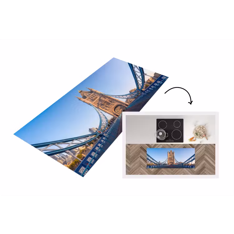Brug - Toren - Architectuur - Klassiek - Blauw Keukenloper - keukenmat middel -3d