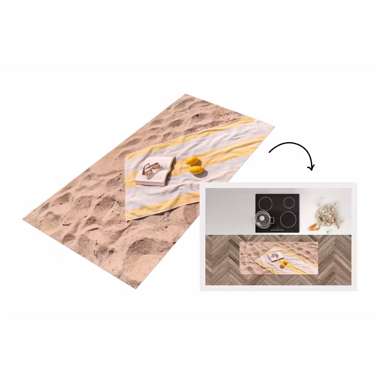 Boek - Zonnebril - Strand - Zomer - Geel Keukenloper - keukenmat middel -3d