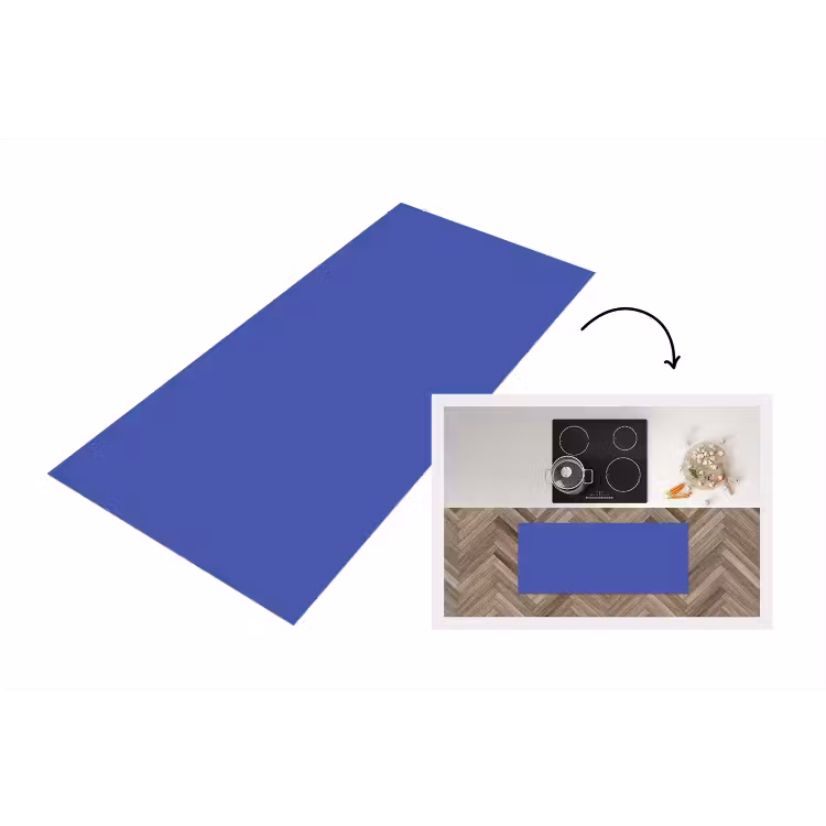 Chinese - Blue - Blauw Keukenloper - keukenmat middel 536 -3d