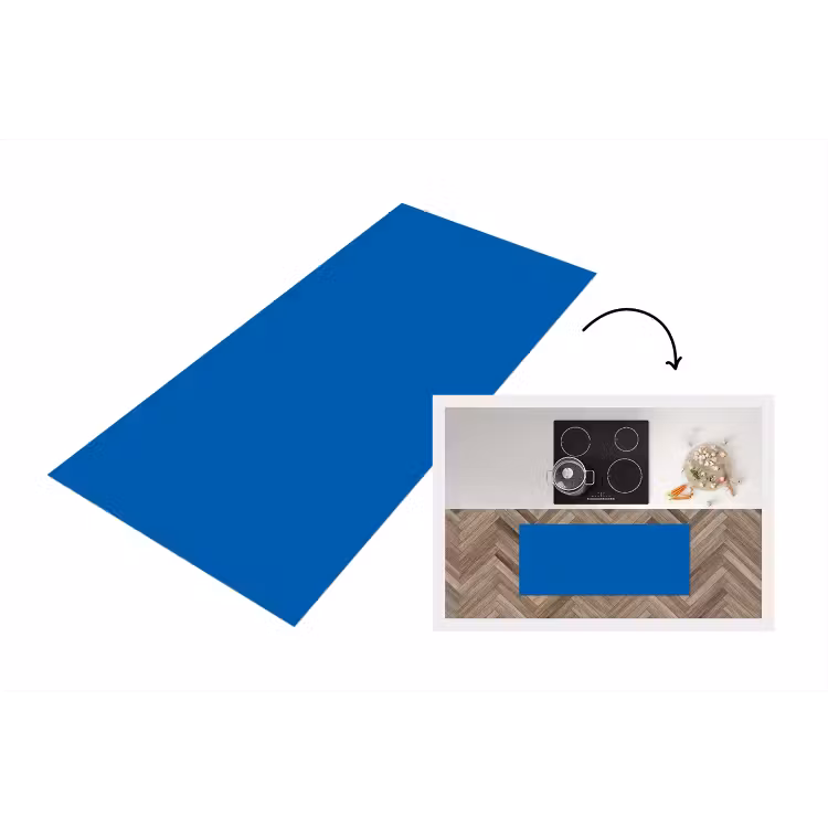 Classic - Azure - Blauw Keukenloper - keukenmat middel 536 -3d