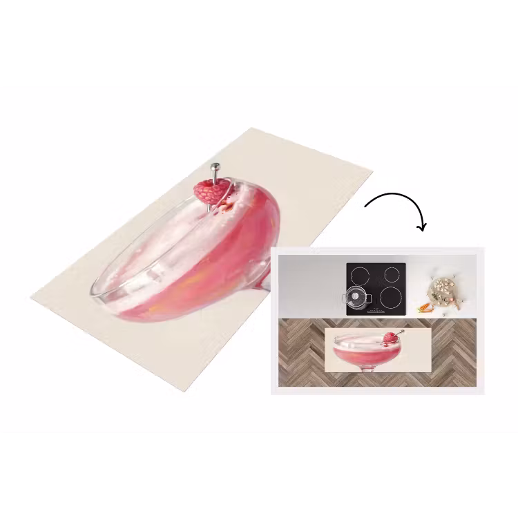 Cocktail - Framboos - Drank - Modern - Roze Keukenloper - keukenmat middel -3d
