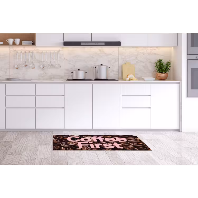 Coffee First - Koffiebonen - Roze Keukenloper - keukenmat middel -sfeer3