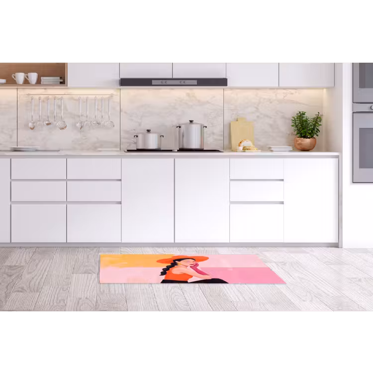 Vrouw - Hoed - Mode - Modern - Oranje Keukenloper - keukenmat middel -sfeer3