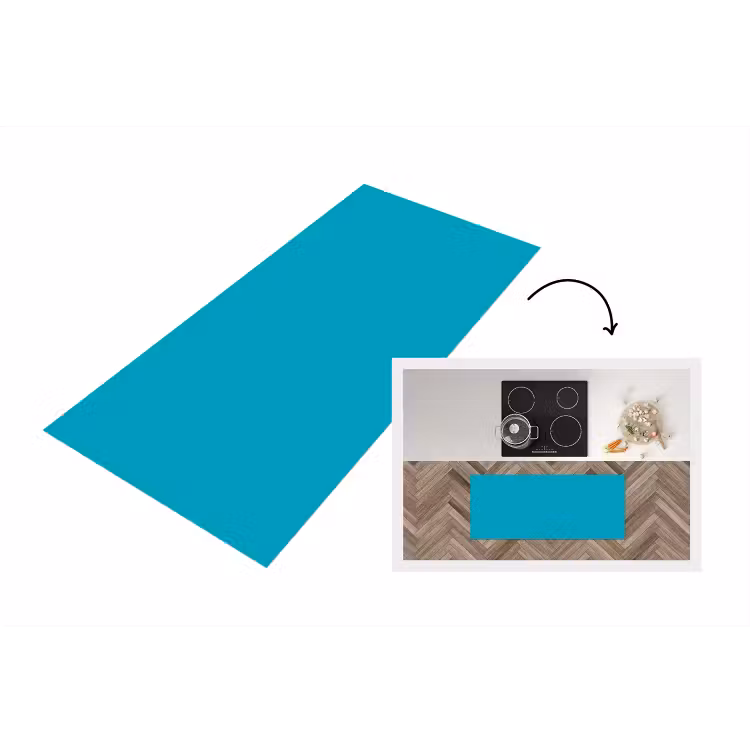 Deep - Turquoise - Turkoois Keukenloper - keukenmat middel 536 -3d