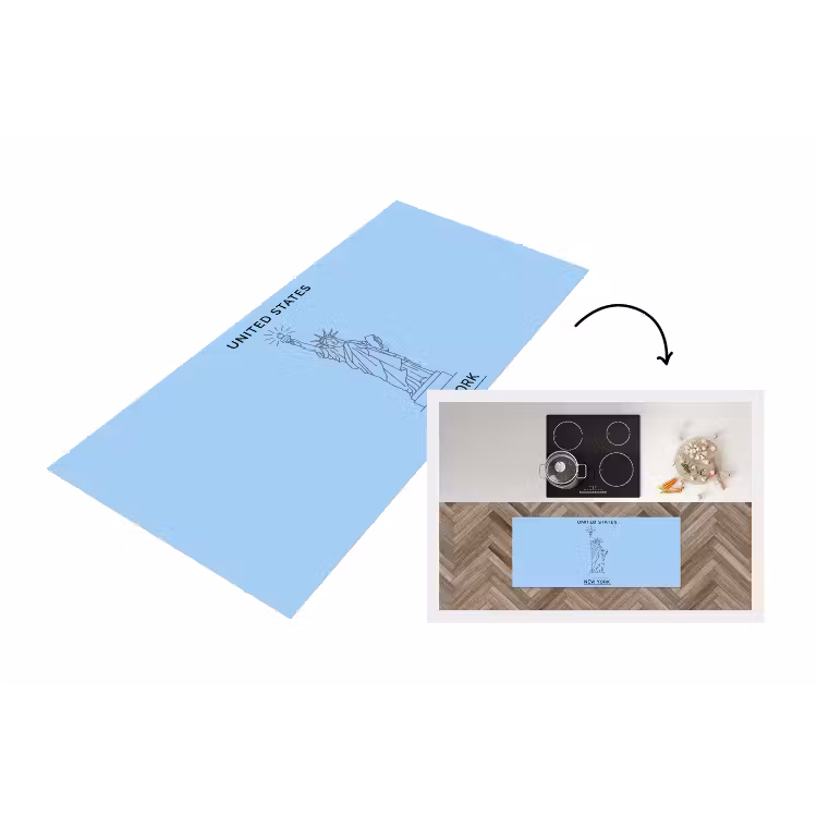 Monument - Vrijheidsbeeld - New York - Minimalistisch - Blauw Keukenloper - keukenmat middel -3d