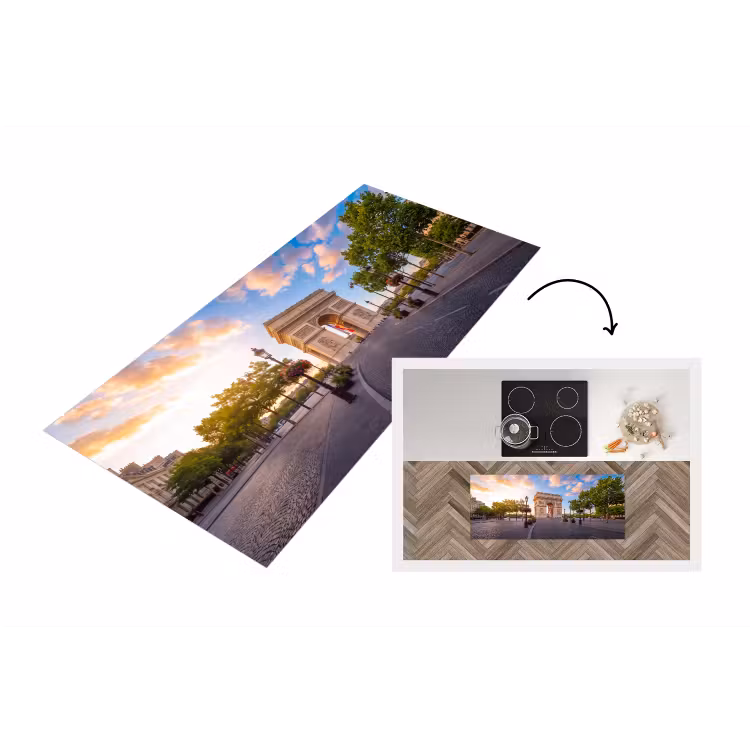 Monument - Parijs - Zonsondergang - Architectuur - Goud Keukenloper - keukenmat middel -3d