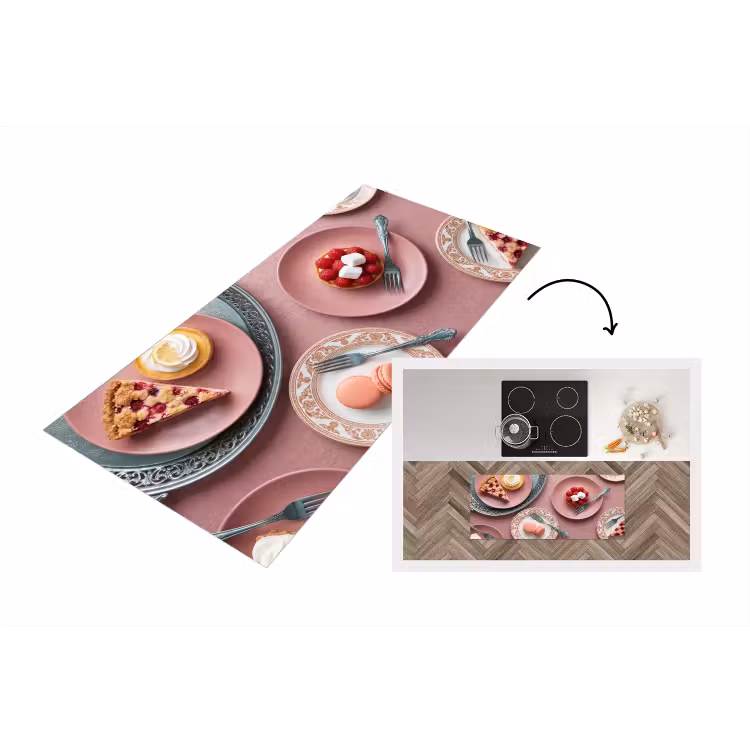 Dessert - Taart - Gebak - Zoet - Roze Keukenloper - keukenmat middel -3d