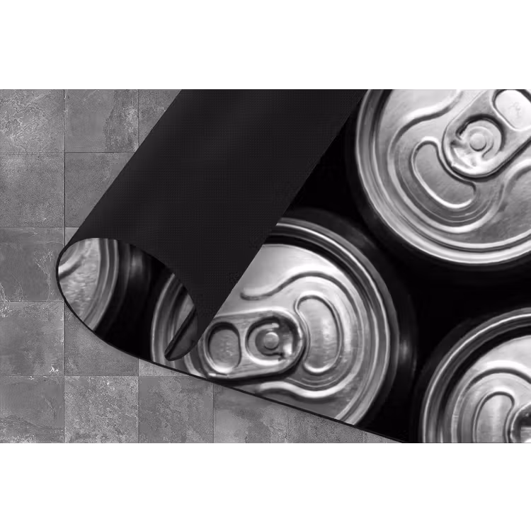 Blikjes - Aluminium - Patroon - Industrieel - Zilver Keukenloper - keukenmat middel -closeup