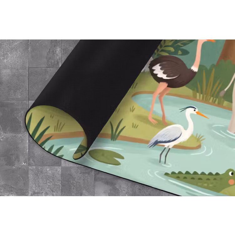 Jungle - Oase - Dieren - Kleurrijk Keukenloper - keukenmat middel -closeup