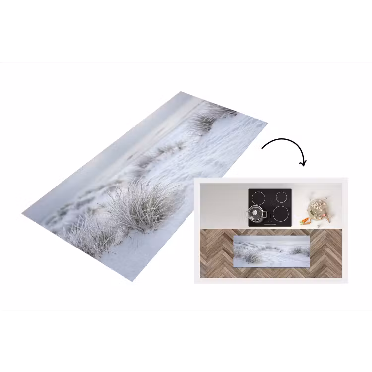 Duinen - Sneeuw - Strand - Winter - Serene Keukenloper - keukenmat middel -3d