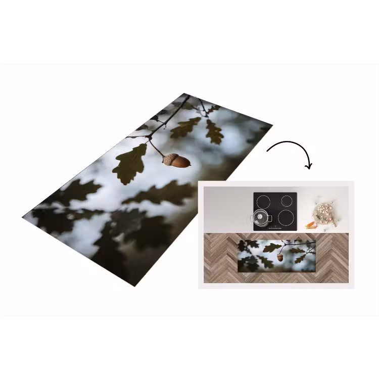 Eikel - Eikenblad - Bos - Herfst - Natuur Keukenloper - keukenmat middel -3d