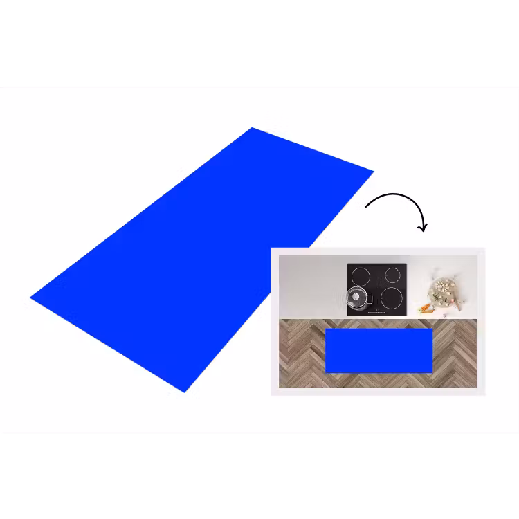 Electric - Blue - Blauw Keukenloper - keukenmat middel 536 -3d