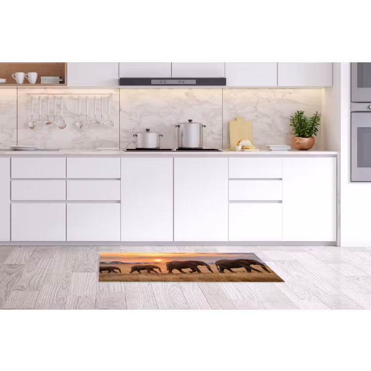 Olifanten - Savanne - Zonsondergang - Afrika - Warm Keukenloper - keukenmat middel -sfeer3