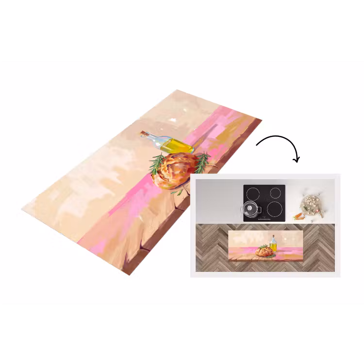 Eten - Brood - Olijfolie - Abstract - Keuken Keukenloper - keukenmat middel -3d