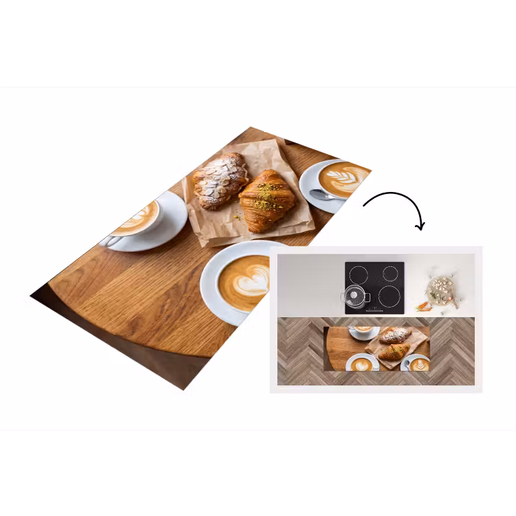 Eten - Croissant - Koffie - Ontbijt - Modern Keukenloper - keukenmat middel -3d