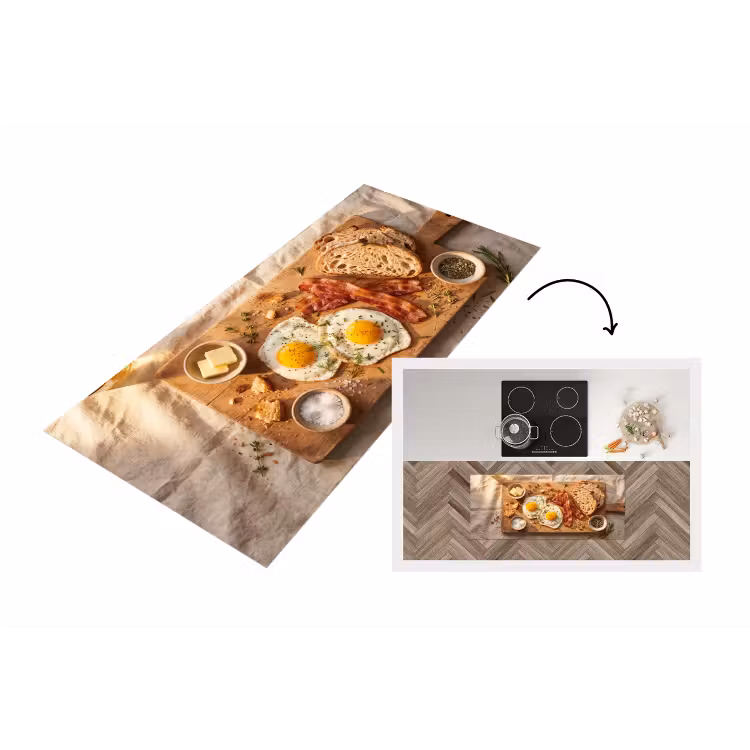 Eten - Ontbijt - Hout - Rustiek - Geel Keukenloper - keukenmat middel -3d