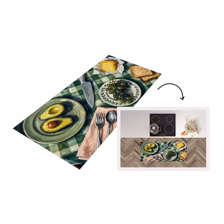 Eten - Ontbijt - Tafel - Modern - Groen Keukenloper - keukenmat middel -3d