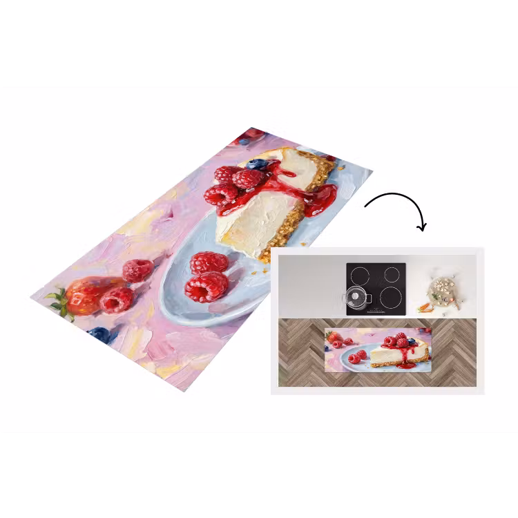 Eten - Cheesecake - Bessen - Abstract - Roze Keukenloper - keukenmat middel -3d