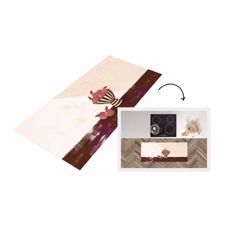 Eten - Schaal - Stilleven - Modern - Rood Keukenloper - keukenmat middel -3d