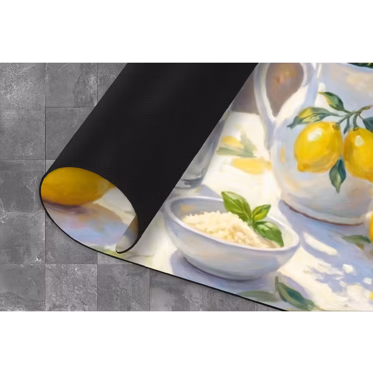 Eten - Terras - Zomer - Geschilderd - Geel Keukenloper - keukenmat middel -closeup