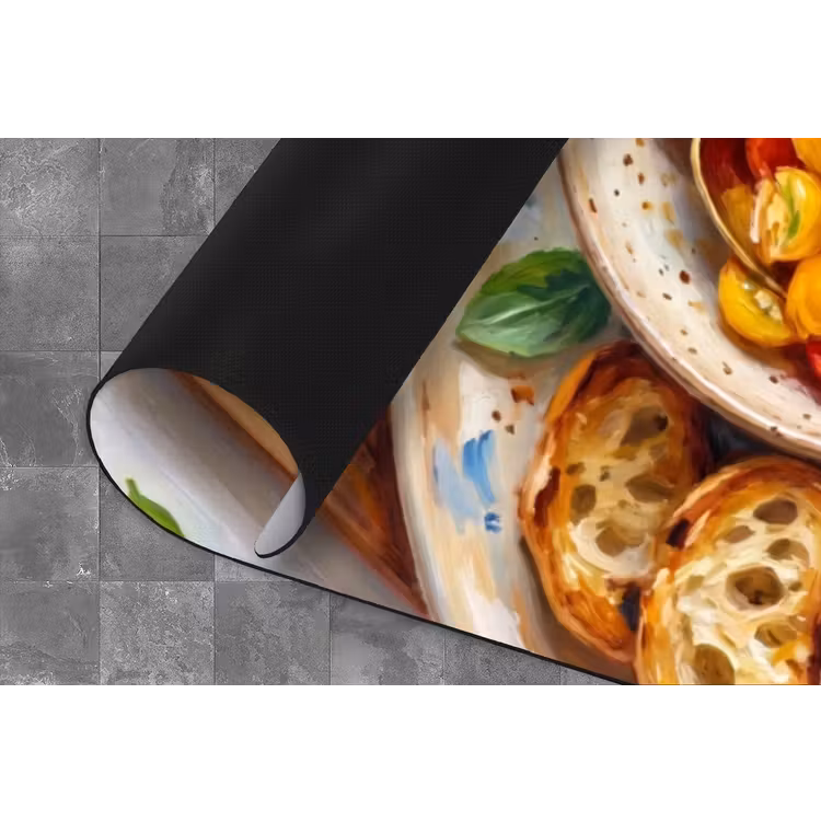 Eten - Tomaat - Brood - Kleurrijk - Keuken Keukenloper - keukenmat middel -closeup