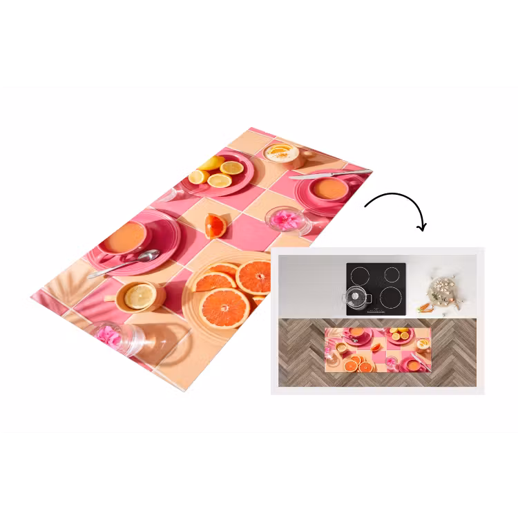 Eten - Citrusvruchten - Stillevens - Roze - Oranje Keukenloper - keukenmat middel -3d