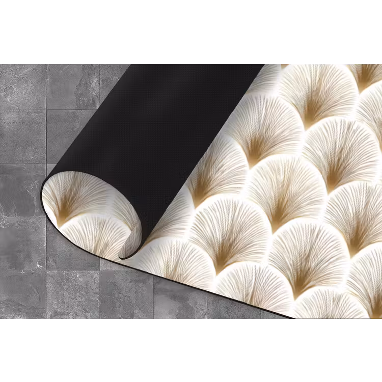 Waaiers - Art Deco - Elegant - Goud - Wit Keukenloper - keukenmat middel 536 -closeup