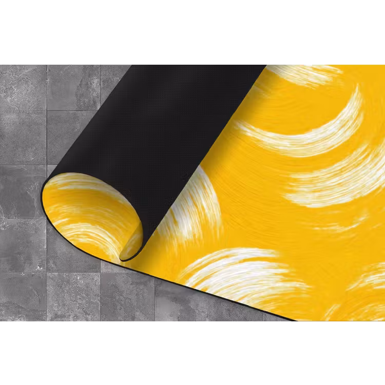 Verfstreken - Abstract - Dynamisch - Geel Keukenloper - keukenmat middel 536 -closeup
