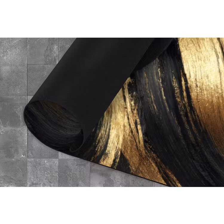Verfstreken - Abstract - Goud - Zwart Keukenloper - keukenmat middel 536 -closeup
