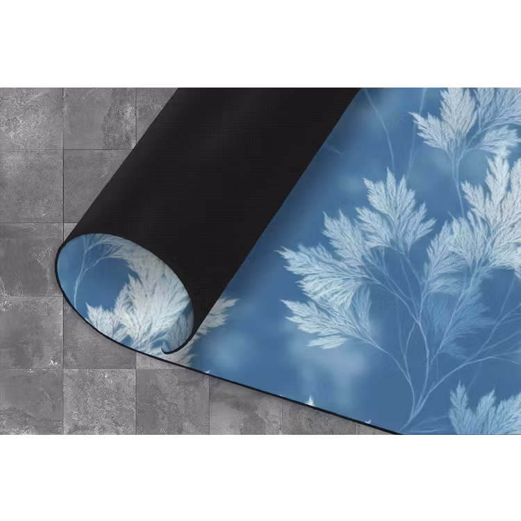 Varen - Botanisch - Patroon - Grijsblauw Keukenloper - keukenmat middel 536 -closeup