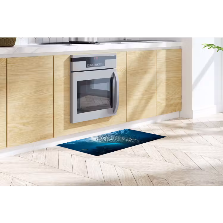 Vis - School - Oceaan - Natuur - Blauw Keukenloper - keukenmat middel -sfeer2