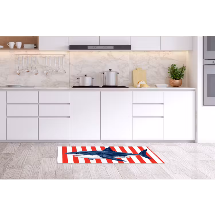 Vis - Haai - Zee - Illustratie - Blauw Keukenloper - keukenmat middel -sfeer3