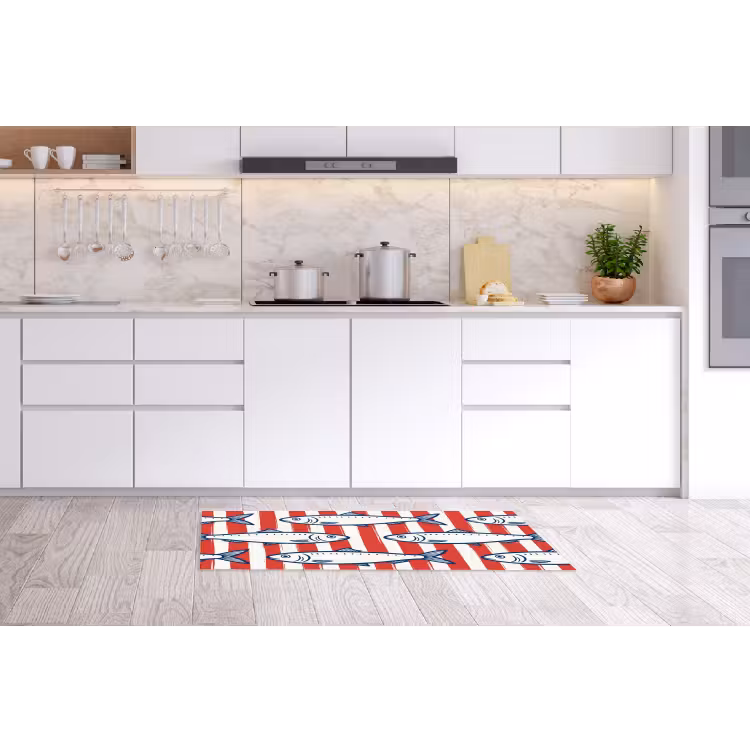 Vis - Patroon - Strepen - Illustratie - Rood Keukenloper - keukenmat middel -sfeer3