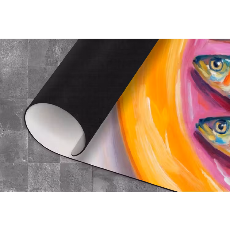 Vis - Vier - Eten - Modern - Kleurrijk Keukenloper - keukenmat middel -closeup
