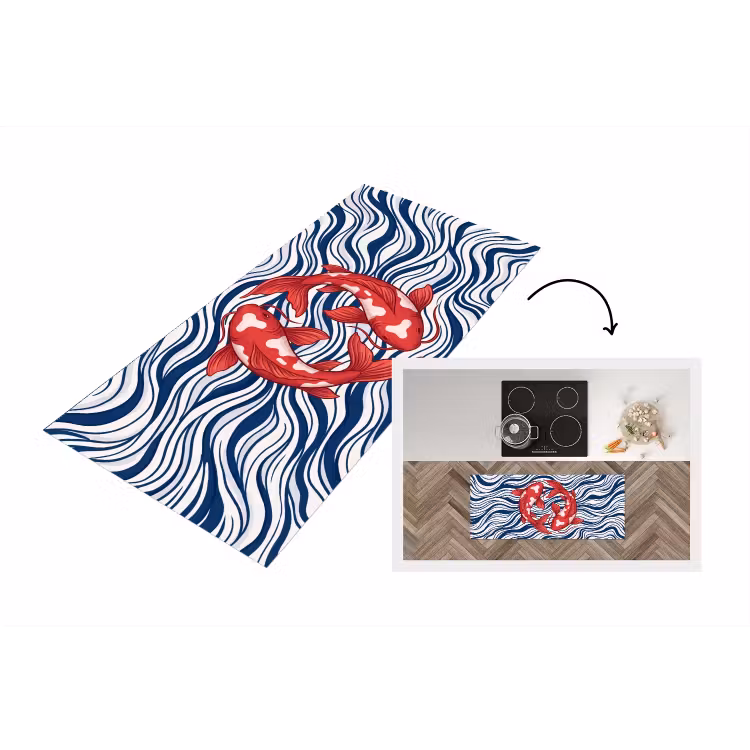 Vis - Water - Natuur - Illustratie - Rood Keukenloper - keukenmat middel -3d