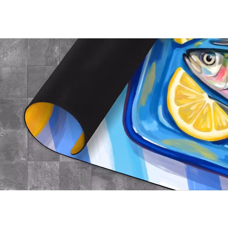 Vis - Citroen - Kruiden - Eten - Blauw Keukenloper - keukenmat middel -closeup