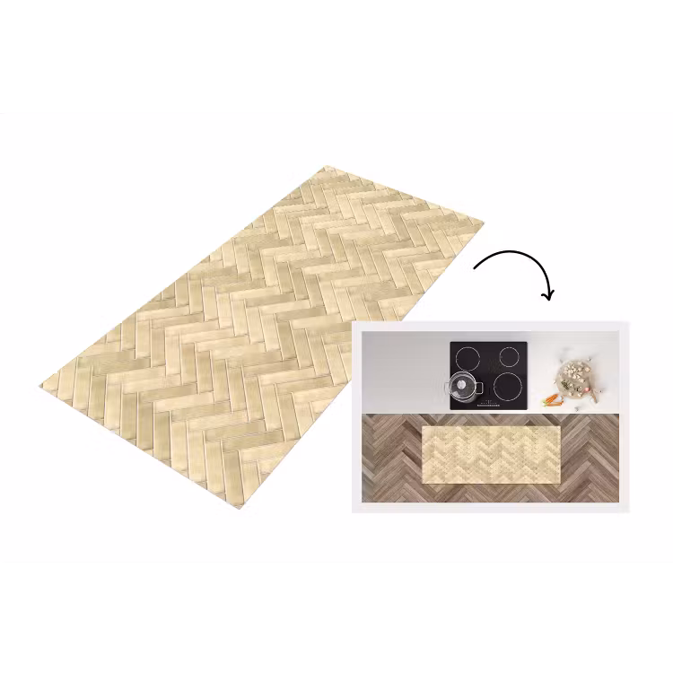 Visgraat - Tegel - Zand Keukenloper - keukenmat middel 536 -3d