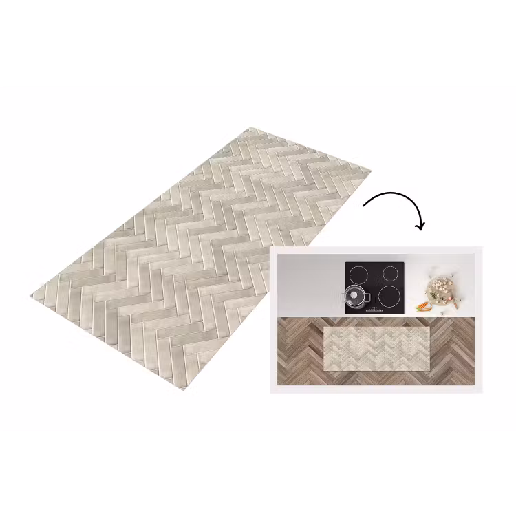 Visgraat - Wandtegel - Beige Keukenloper - keukenmat middel 536 -3d