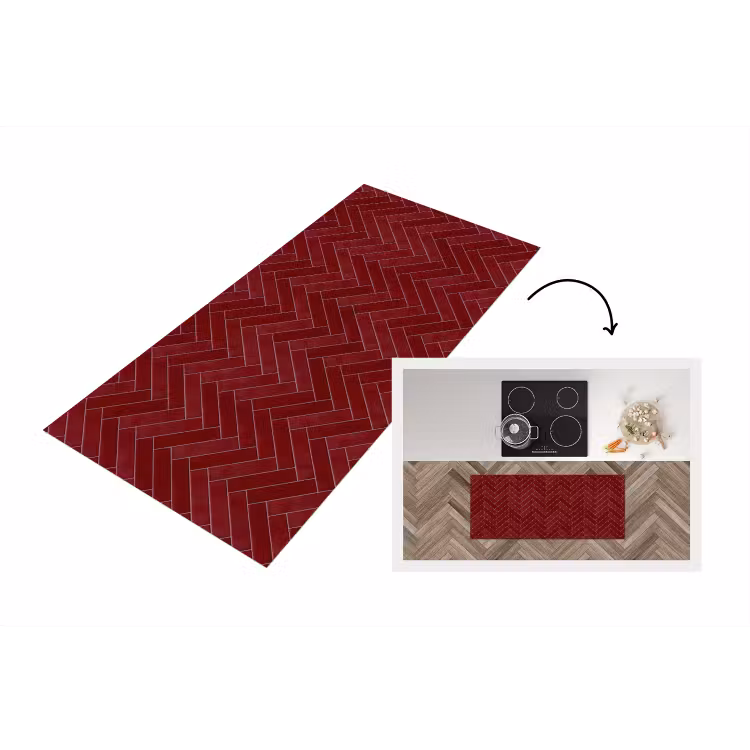 Visgraat - Wandtegel - Bordeaux - Rood Keukenloper - keukenmat middel 536 -3d