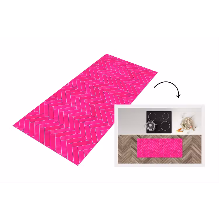 Visgraat - Wandtegel - Fuchsia - Roze Keukenloper - keukenmat middel 536 -3d