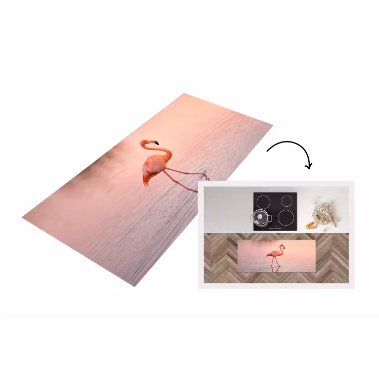 Flamingo - Water - Roze Keukenloper - keukenmat middel -3d