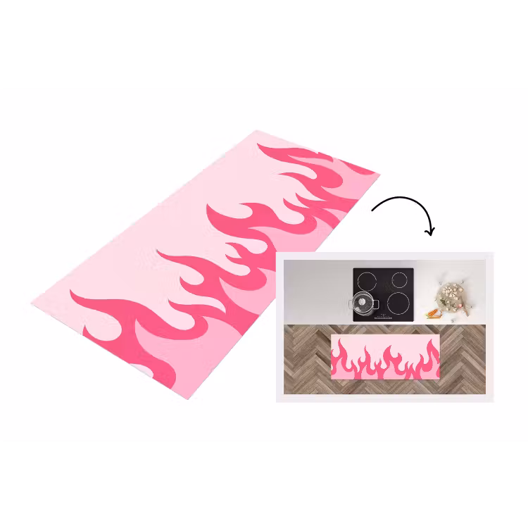 Vlammen - Patroon - Abstract - Modern - Roze Keukenloper - keukenmat middel -3d