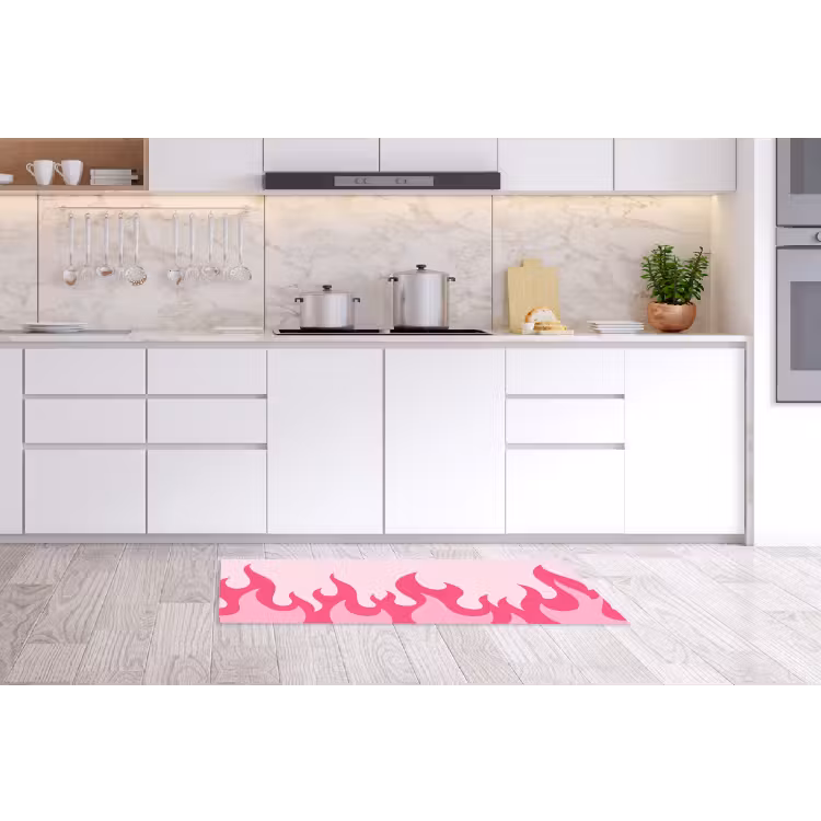 Vlammen - Patroon - Abstract - Modern - Roze Keukenloper - keukenmat middel -sfeer3