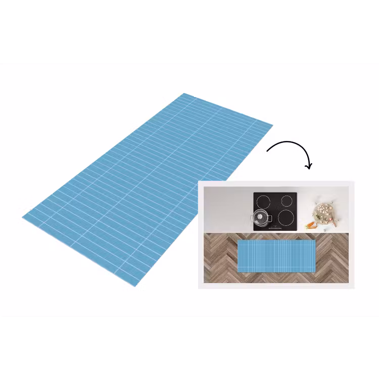 Tegel - Langwerpig - Patroon - Blauw Keukenloper - keukenmat middel 536 -3d