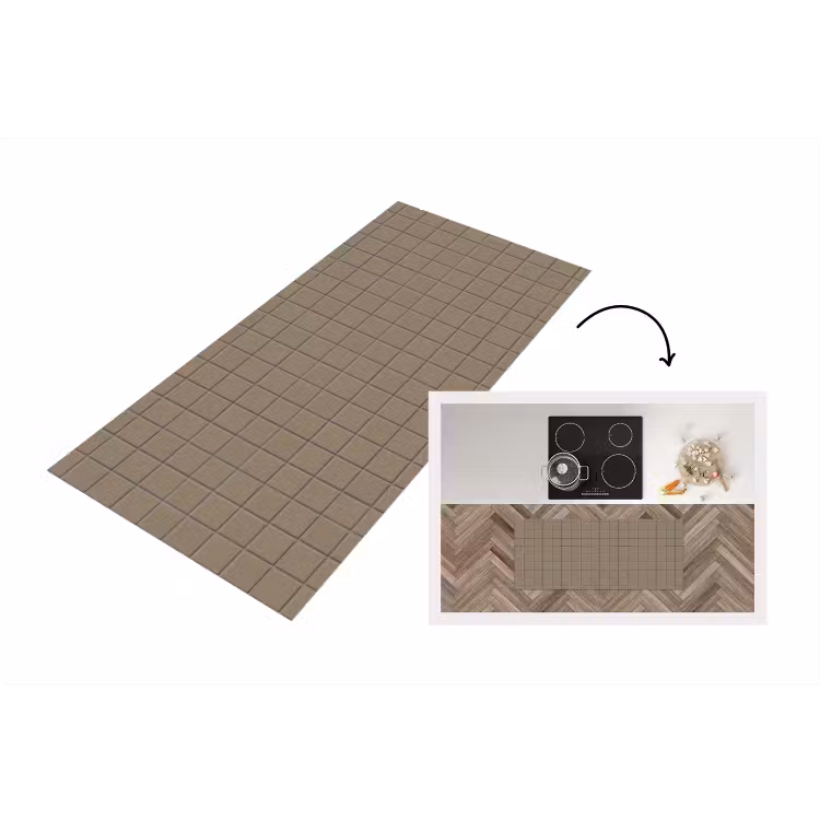 Tegel - Patroon - Taupe Keukenloper - keukenmat middel 536 -3d