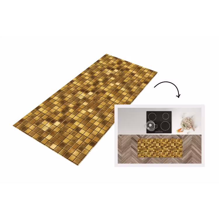 Tegels - Mozaïek - Luxe - Warm Goud Keukenloper - keukenmat middel 536 -3d