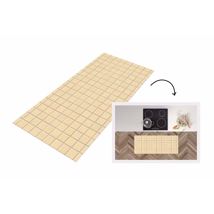 Tegels - Patroon - Crème Keukenloper - keukenmat middel 536 -3d
