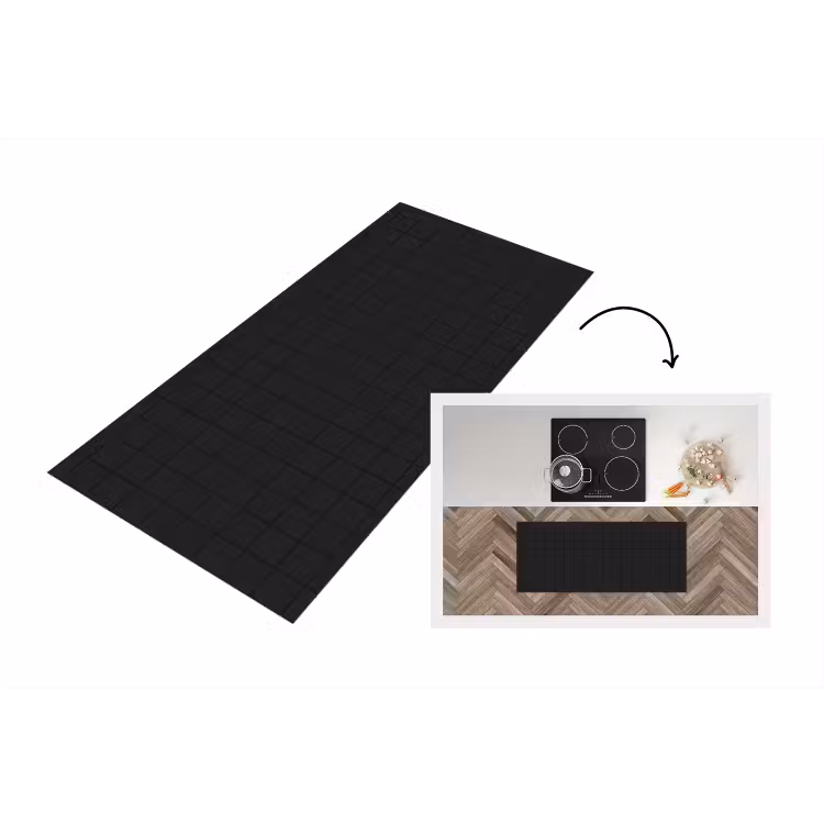 Tegels - Patroon - Mat - Zwart Keukenloper - keukenmat middel 536 -3d