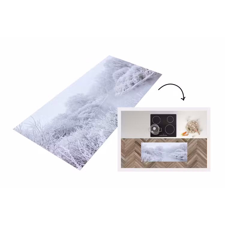 Rivier - Sneeuw - Bos - Winter - Schilderachtig Keukenloper - keukenmat middel -3d