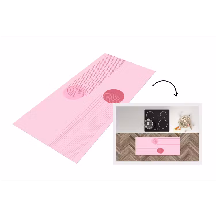 Vormen - Lijnen - Minimalistisch - Roze Keukenloper - keukenmat middel -3d